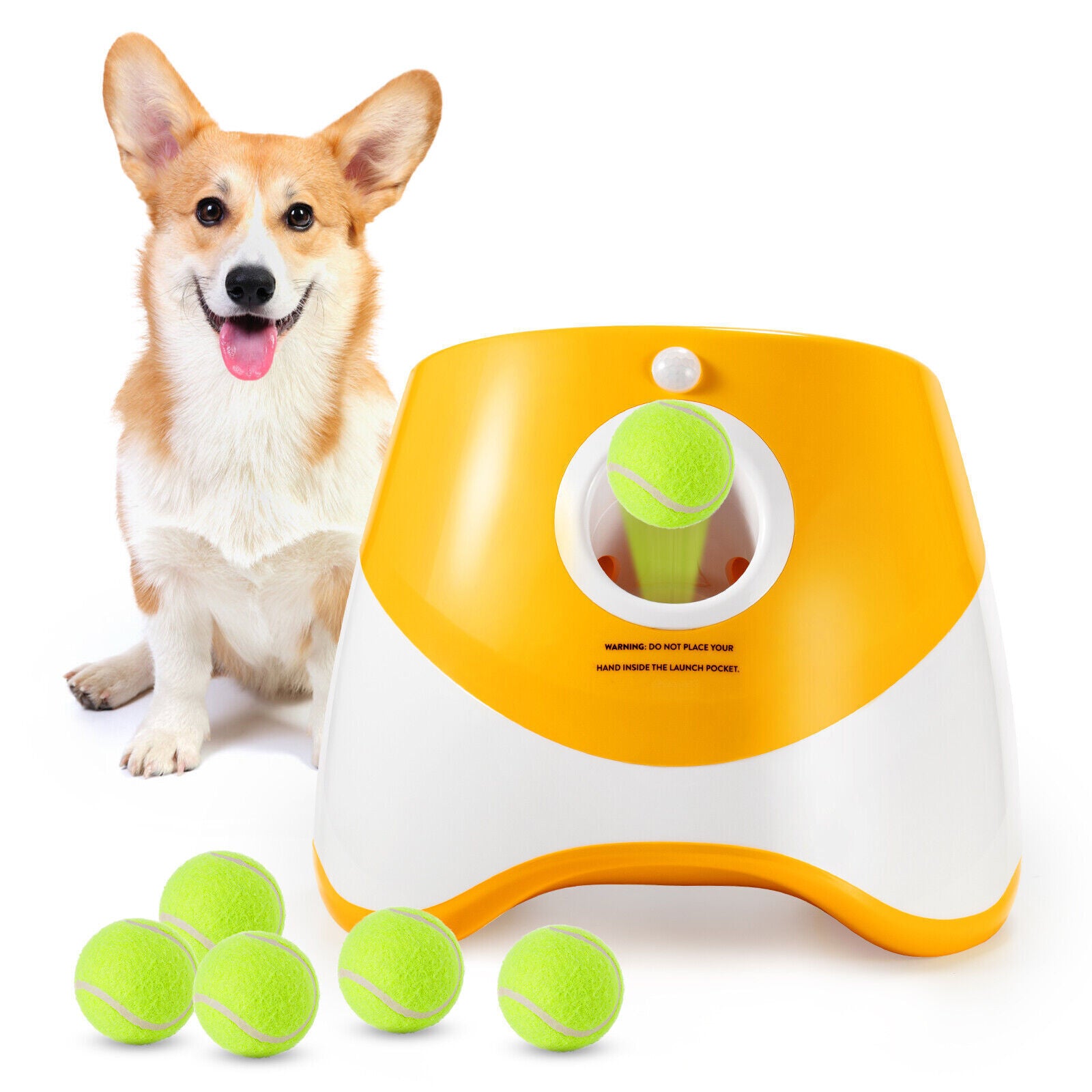 Automatic Ball Launcher Throwing Machine Dog Toys Interactive Tennis Pet Thrower