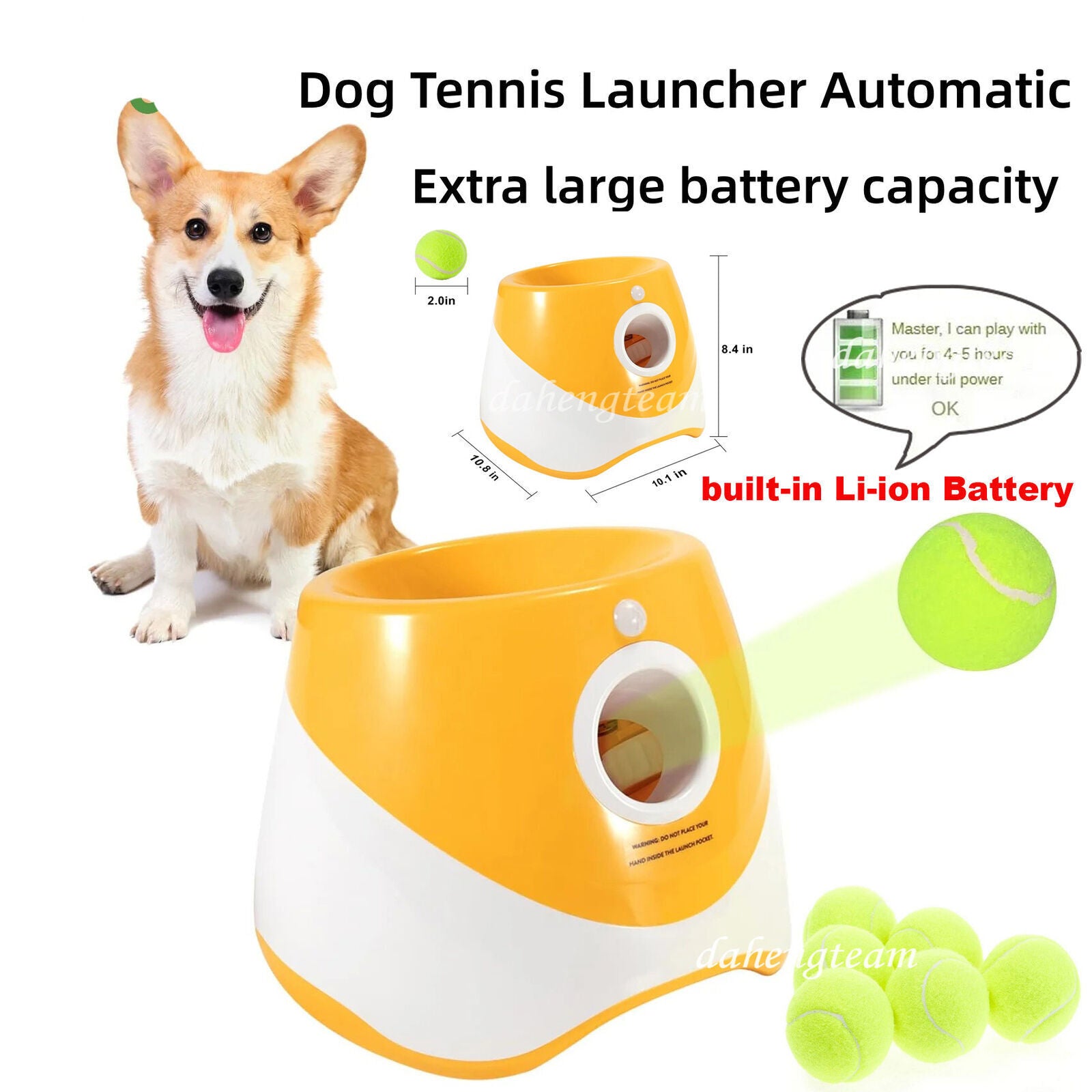 Automatic Ball Launcher Throwing Machine Dog Toys Interactive Tennis Pet Thrower