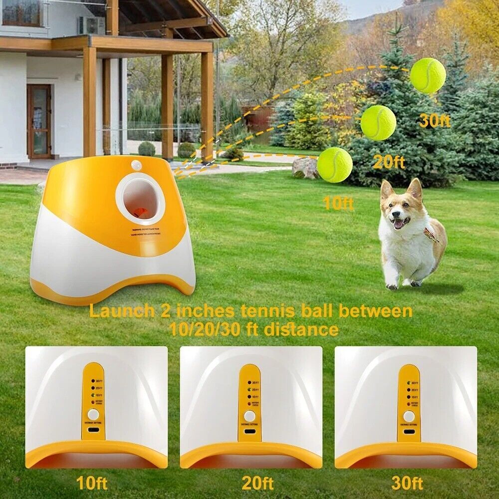 Automatic Ball Launcher Throwing Machine Dog Toys Interactive Tennis Pet Thrower